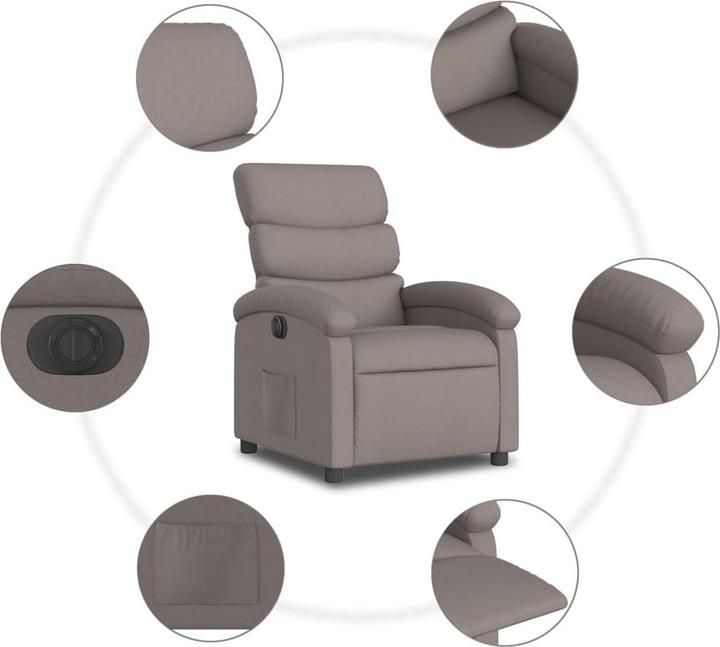 Produktbild vidaXL Relaxsessel Fernsehsessel Liegesessel Sessel Elektrisch Taupe Stoff