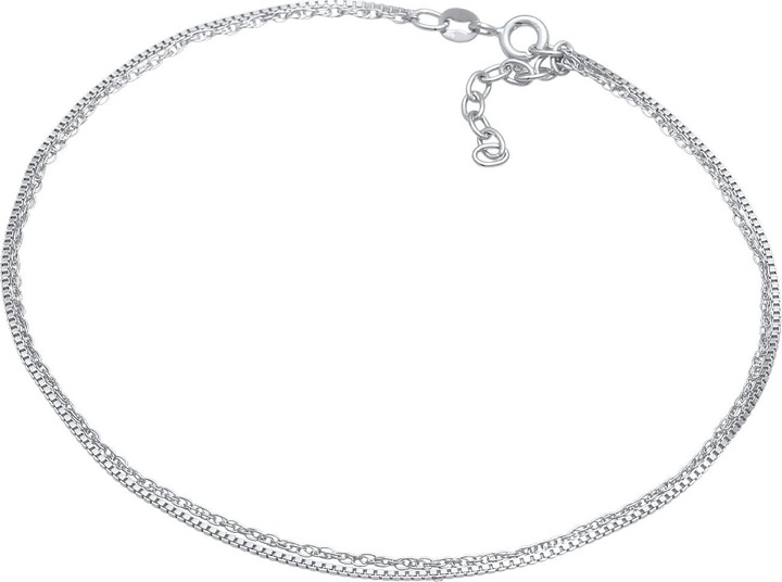 Elli Fussschmuck Kordelkette Gliederkette Basic Layer 925 Silber (925 Sterling Silber, 25 cm)