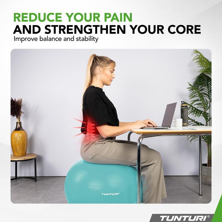 Produktbild Tunturi Gym Ball - Fitnessball reissfest ABS 75 cm Türkis (75 cm)