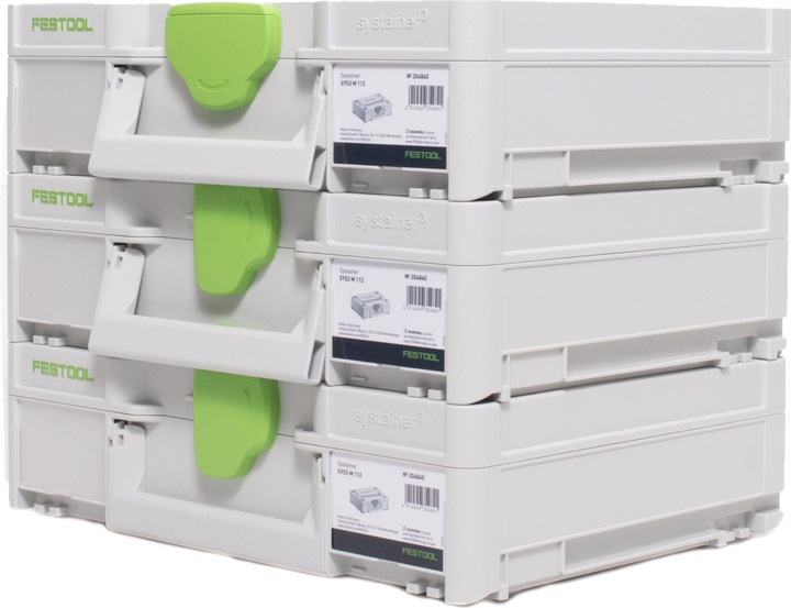 Produktbild Festool Systainer Set 3x SYS3 M 112 ( 3x 204840 ) 7,7 Liter 396x296x112mm Werkzeugkoffer koppelbar (3 Teile)