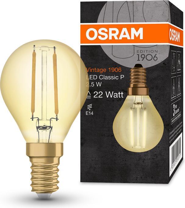 Produktbild Osram Vintage 1906 Led Classic P (E14, 2.50 W, 220 lm, 1 x, F)