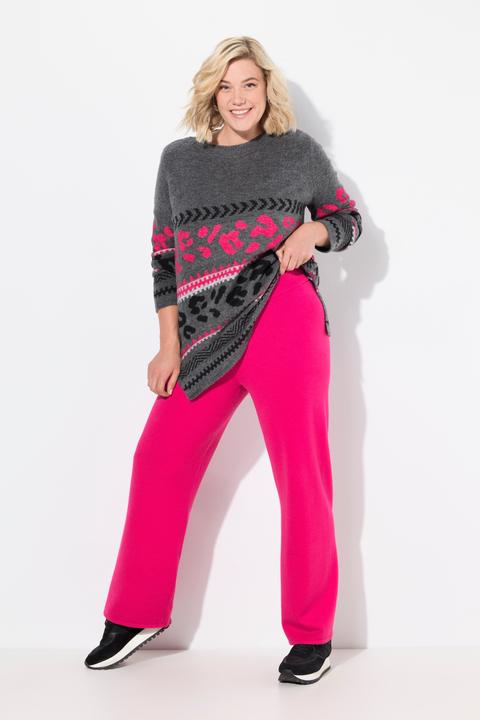 Image du produit Ulla Popken Pantalon en maille fine et indéformable, jambe large, taille élastique (54)
