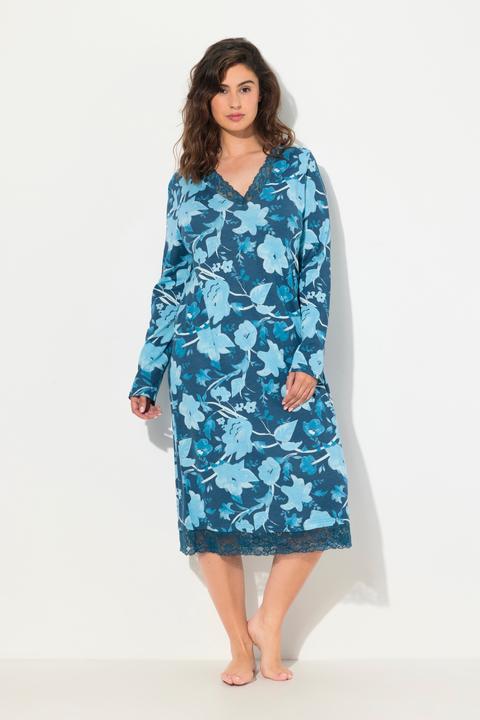 Actual product image Ulla Popken Floral Long Sleeve Nightgown (46, 48)