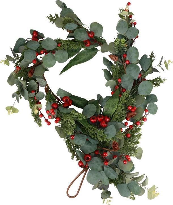 Viana Künstliche Tannengirlande mit Eukalyptus und Beerenzweigen