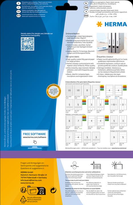 Actual product image HERMA Inkjet folder labels A4