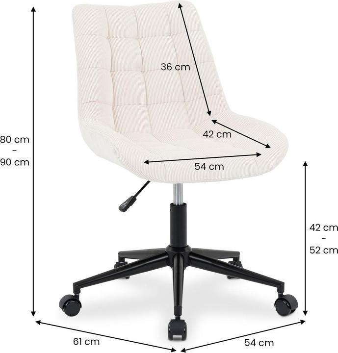 Actual product image IDIMEX Drehstuhl mit Stoffbezug VASILO (42 - 52 cm)