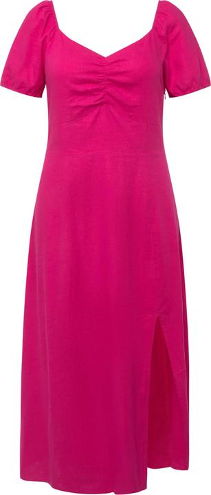 Image du produit Ulla Popken Robe midi en lin mélangé. Manches courtes et décolleté en forme de coeur. Bande smockée dans le dos. (54)