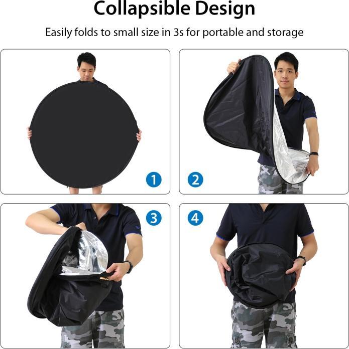 Actual product image Puluz 80cm 5 in 1 (Silver / Translucent / Gold / White / Black) Folding Photo Studio Reflector Board