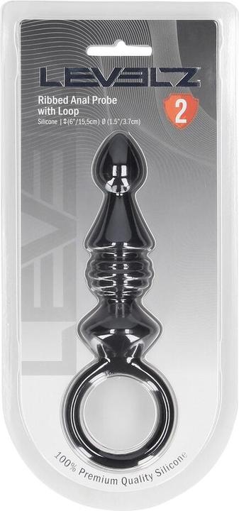 Produktbild Shots Ribbed Silicone Anal Probe with Loop - Black