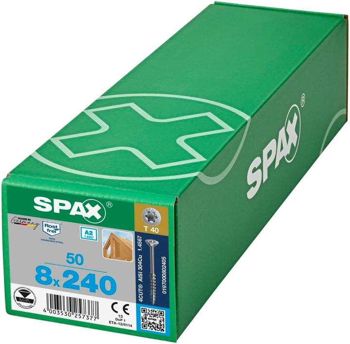 Immagine prodotto Spax A2 Senkmultikopf T-Star Plus T40 Teilgewinde 4cut (50 Viti per pezzo, 8 x 240 mm)