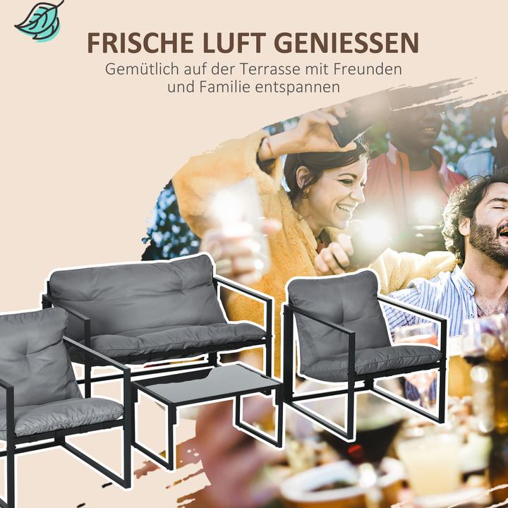 Immagine prodotto Outsunny Gartenmöbel-Set Stahl, Polyester Grau+Schwarz