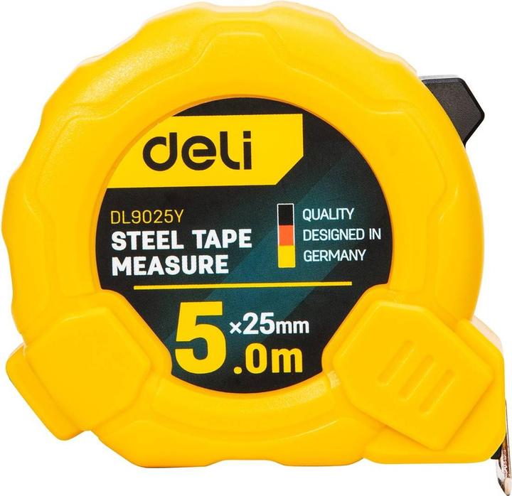 Actual product image Deli Tools Steel Measuring Tape 5m/25mm EDL9025Y (yellow) (5 m)