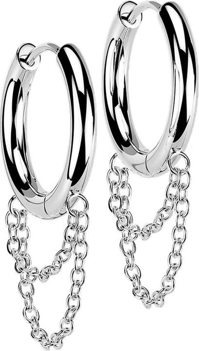 Immagine prodotto Star Piercing Orecchino d'argento con ciondolo a doppia catena (senza ottone, Acciaio chirurgico 316L)
