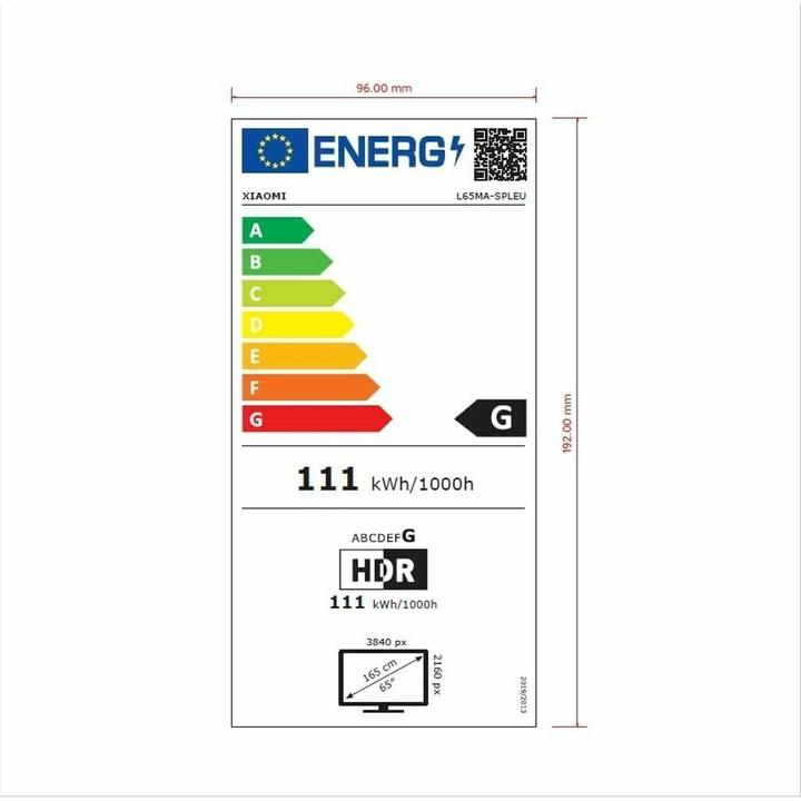 Energie-Label Xiaomi TV S 2025 65" ELA5674EU MINILED ULTRAHD 4K (65", LED, 4K, 2025)