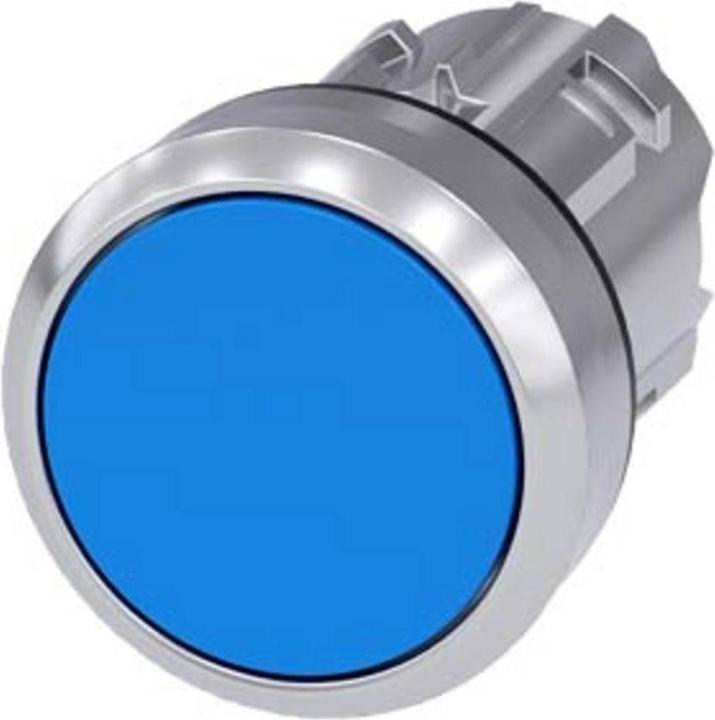 Actual product image Siemens Pushbutton 22mm round metal shiny blue