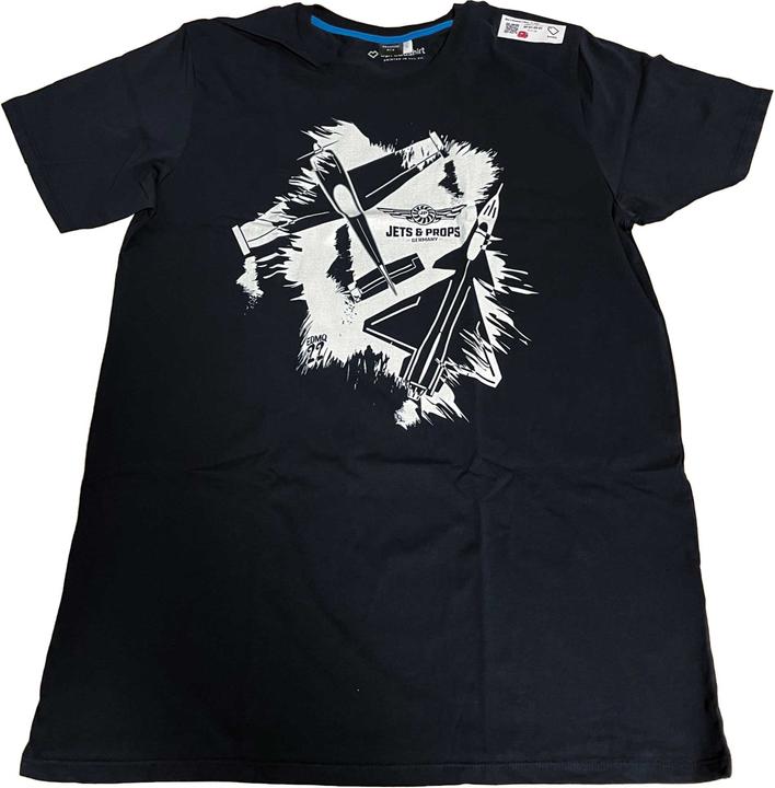 t-shirt "m" jets & props grunge big 400, premium, navy, digitaldirektdruck (M)