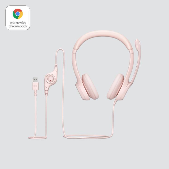 Actual product image Logitech Wired H390 headset - ROSE - USB (Cable, USB-A)