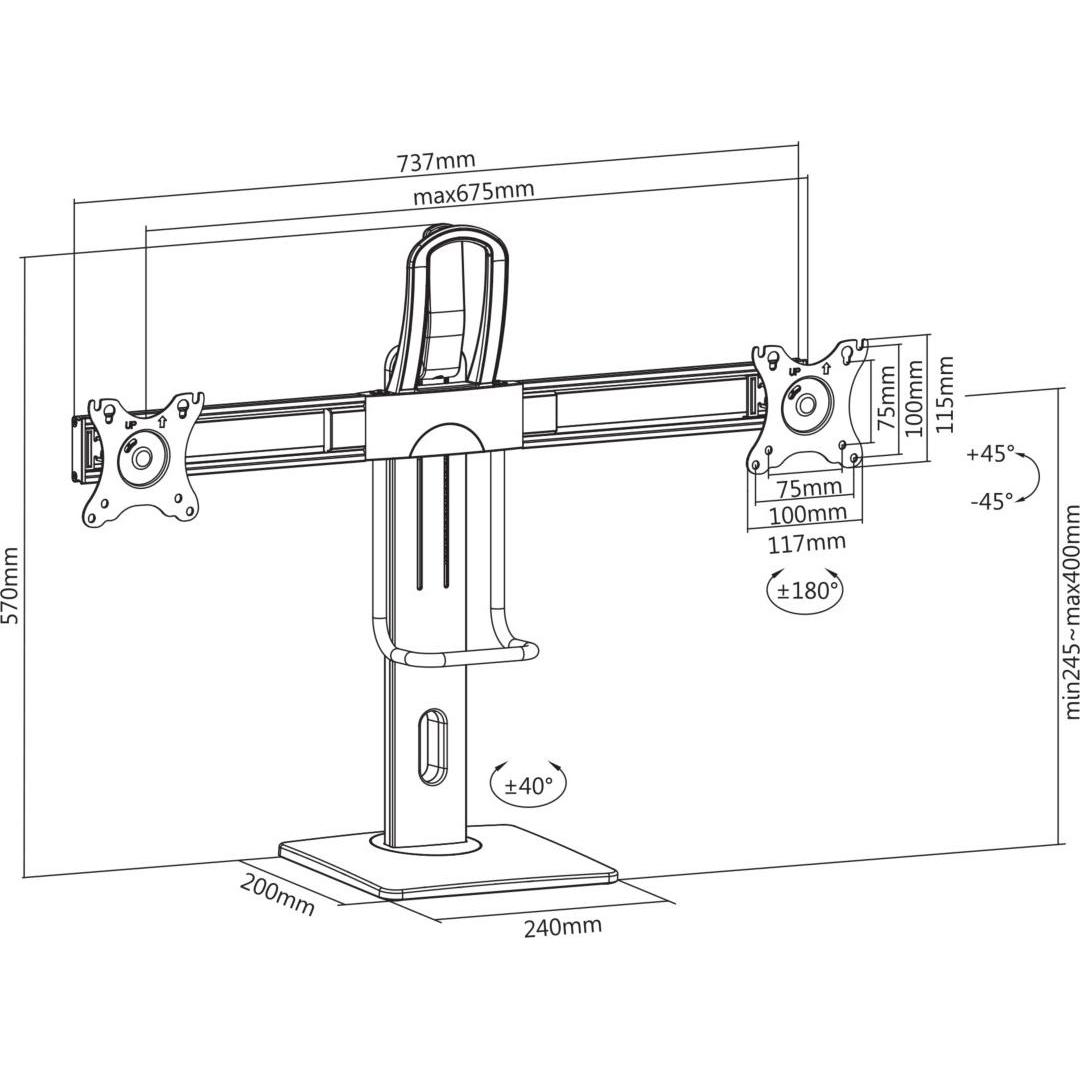 Thumbnail - Deltaco ARM-0311 (Tisch, 27"), Monitor Halterung, Schwarz