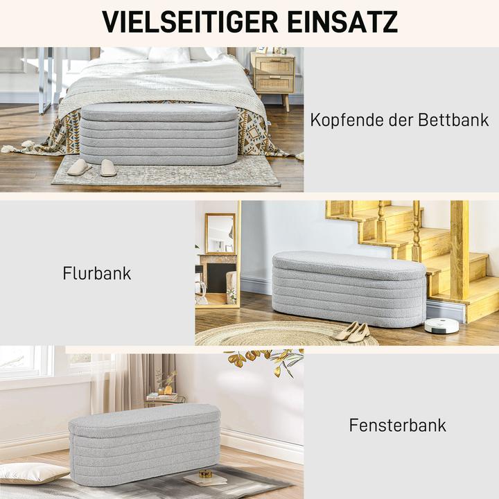 Image du produit Homcom Polsterbank Polyester, Eukalyptusholz Hellgrau (41 cm)