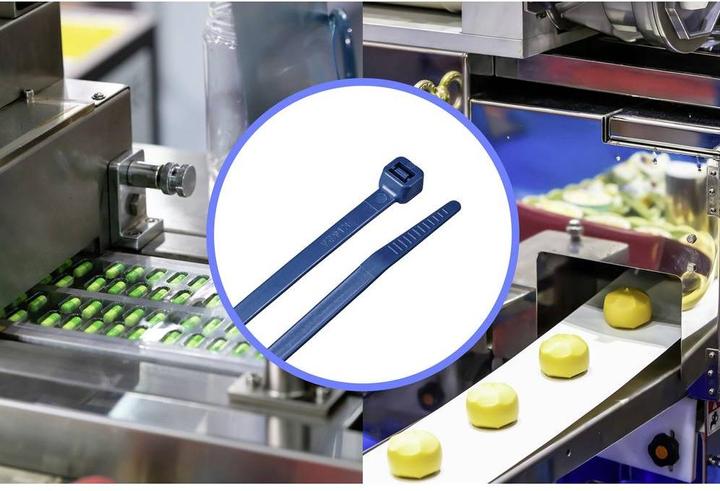 Produktbild Tru Components TC-12533356 Kabelbinder 280 mm 4.8 mm Blue Metall detektierbar 1 (280 mm, 100 Stk.)