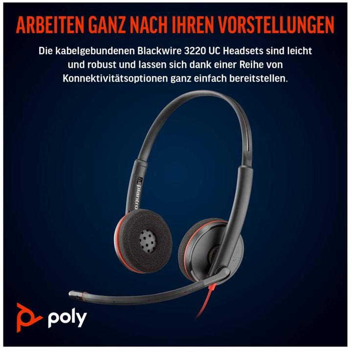Actual product image Plantronics Poly 8X228AA / Blackwire 3220 Black Headset (Cable, USB-C)