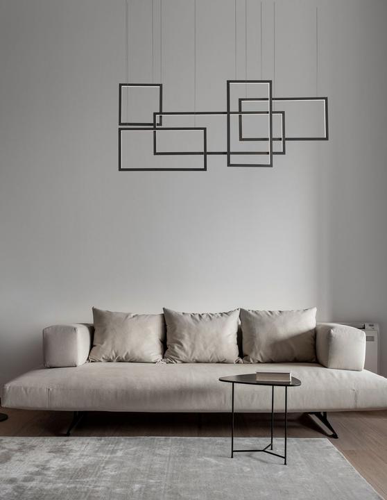 Produktbild Nova Luce CORNICE LED Pendelleuchte Schwarz 91W Warmweiss 120x50x160cm dimmbar 9142765