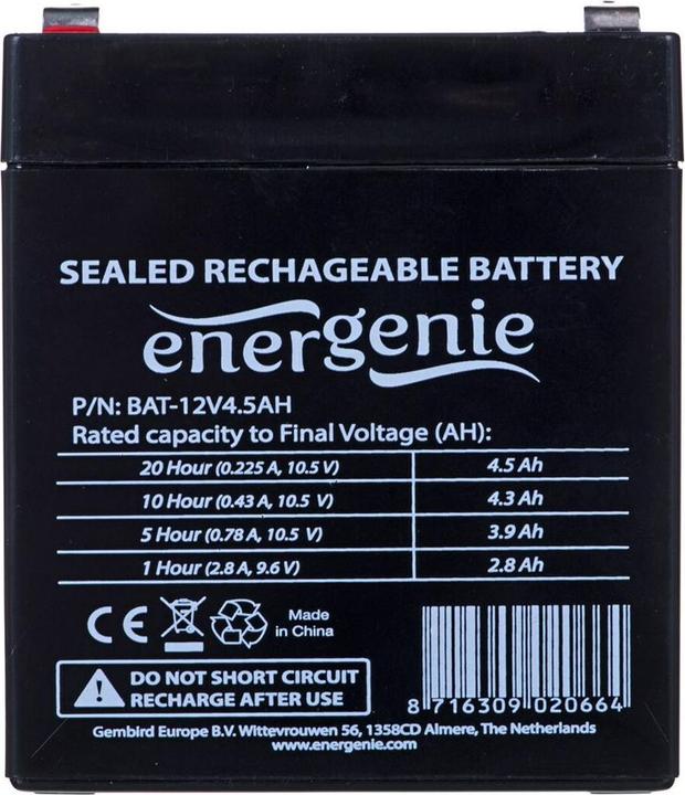 Gembird BAT-12V4.5AH - 12 V - 1 Stück(e) - Schwarz - 4500 mAh - 1,7 kg - 89 mm