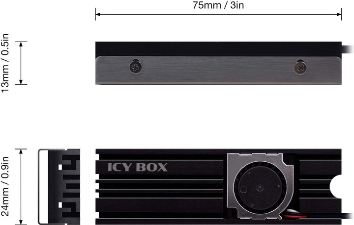 Actual product image RaidSonic Icy Box Heat Sink with Fan for M.2 SSD