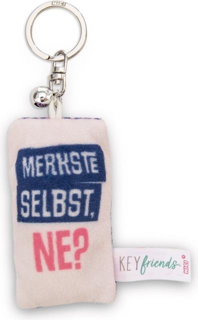 Actual product image Magni NICI Schlüsselanhänger Mini Plüschkissen Merkste selbst ne? mit Glöckchen 8cm