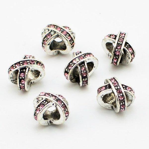 Produktbild Hermex X - Bead versilbert 925 mit Strass - Silbrig Rosa (Metallegierung)