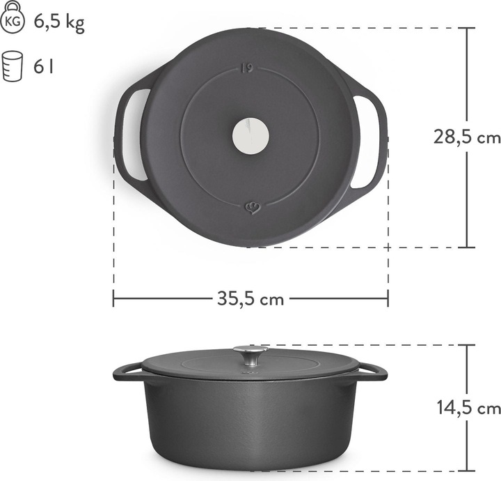 Image du produit Springlane Cocotte Clara 6L (28 cm, Cocotte + faitout, Fonte)