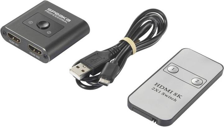 Image du produit SpeaKa Professional SP-HSW-231 Commutateur HDMI 2 ports Compatible Ultra HD 7680 x 4320 pixels