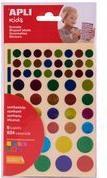 Immagine prodotto Apli Adesivi "Round", su foglio, colori carta metallizzata, permanenti, 6 fogli, 104 adesivi per foglio