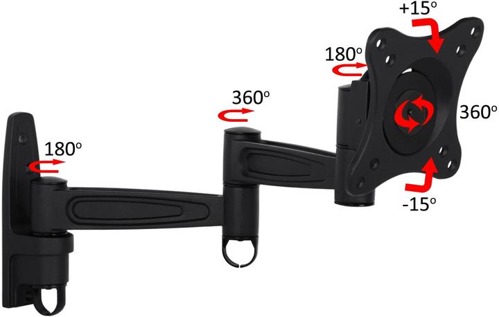 Actual product image Multibrackets M VESA flexible arm 360 III Black 75 100 200 (Wall, 32", 15 kg)