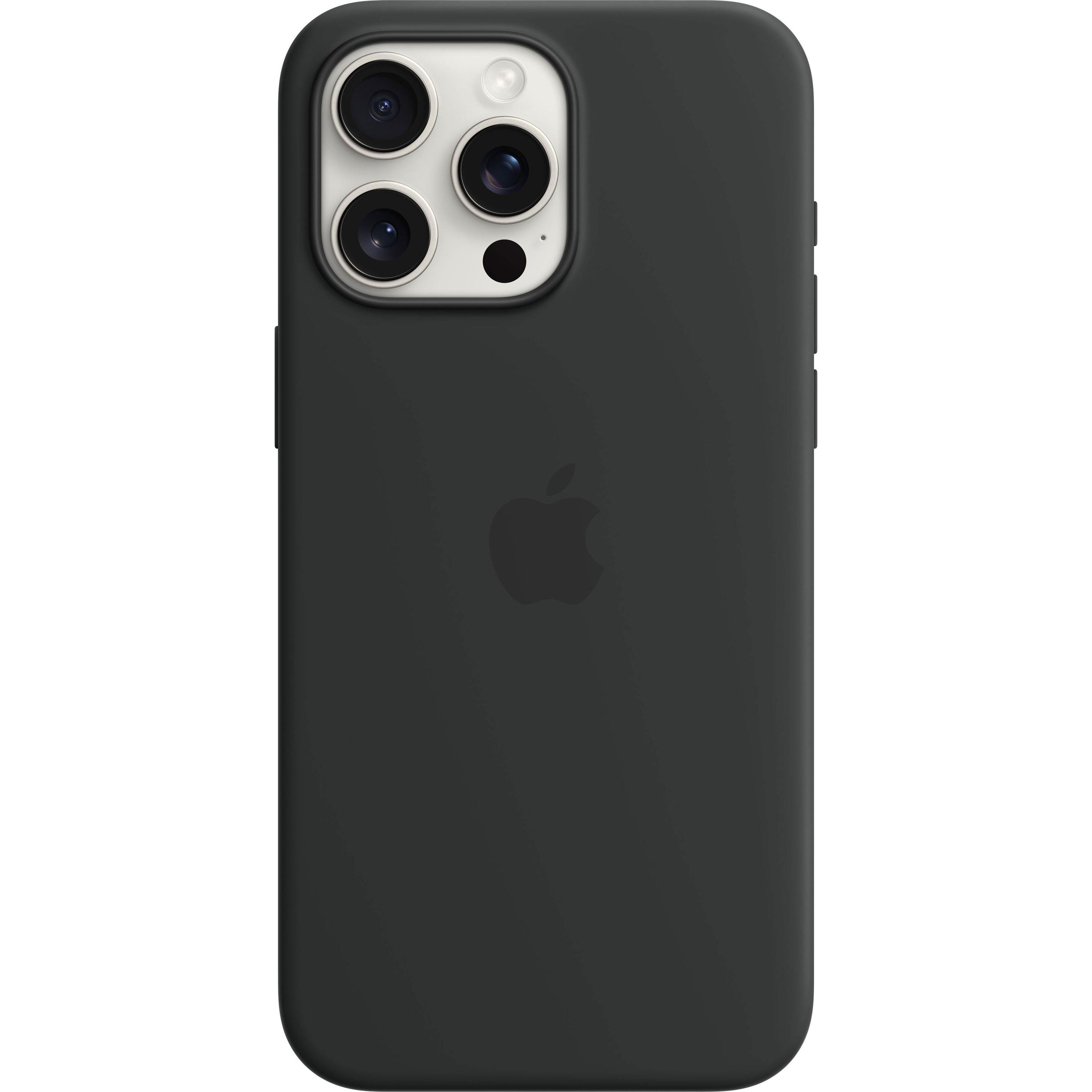Apple Silikon Case mit MagSafe (Apple iPhone 15 Pro Max), Smartphone Hülle, Schwarz