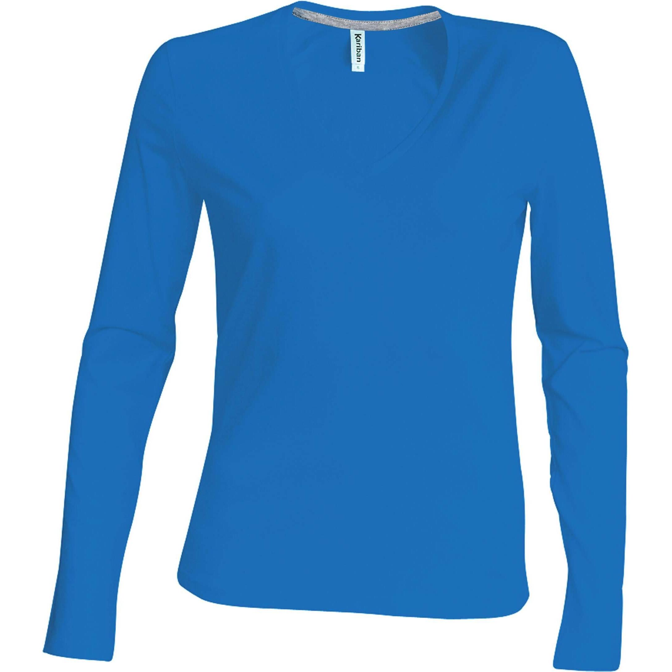 Kariban, Damen, Shirt, Col V, Blau, (L)