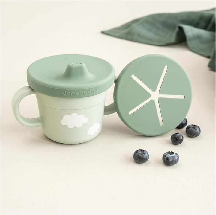 Actual product image Done by Deer Snack & drinking cup set Croco green