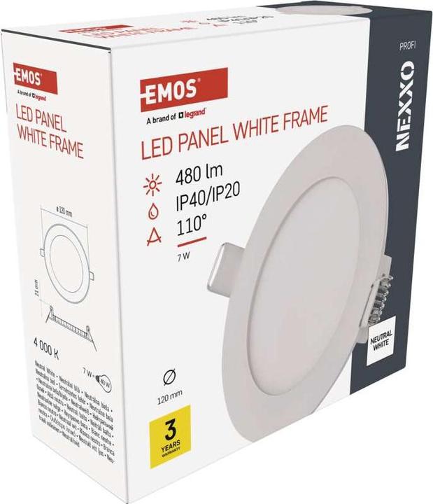 Produktbild Emos LED-Einbauleuchte NEXXO, rund, weiss, 7W, neutralweiss (480 lm)