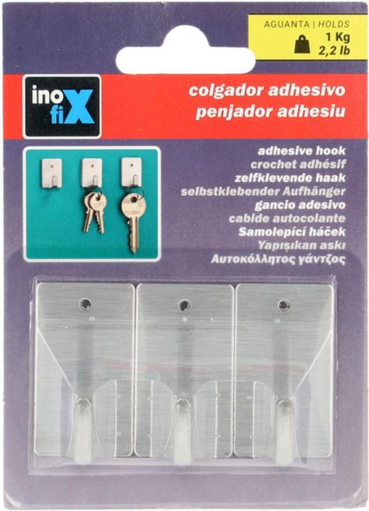 Immagine prodotto Inofix Ganci adesivi per chiavi, acciaio, 3 pezzi