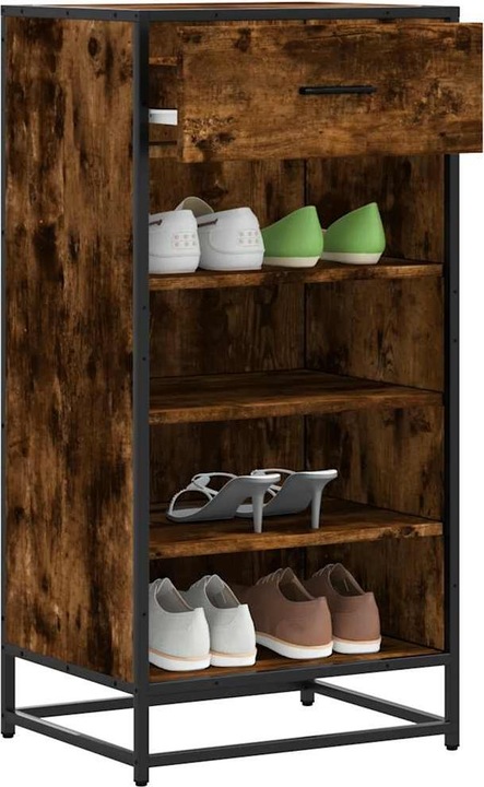 Productafbeelding VidaXL Eiken schoenenrek gerookt 48x38x97,5 cm materiaal op houtbasis