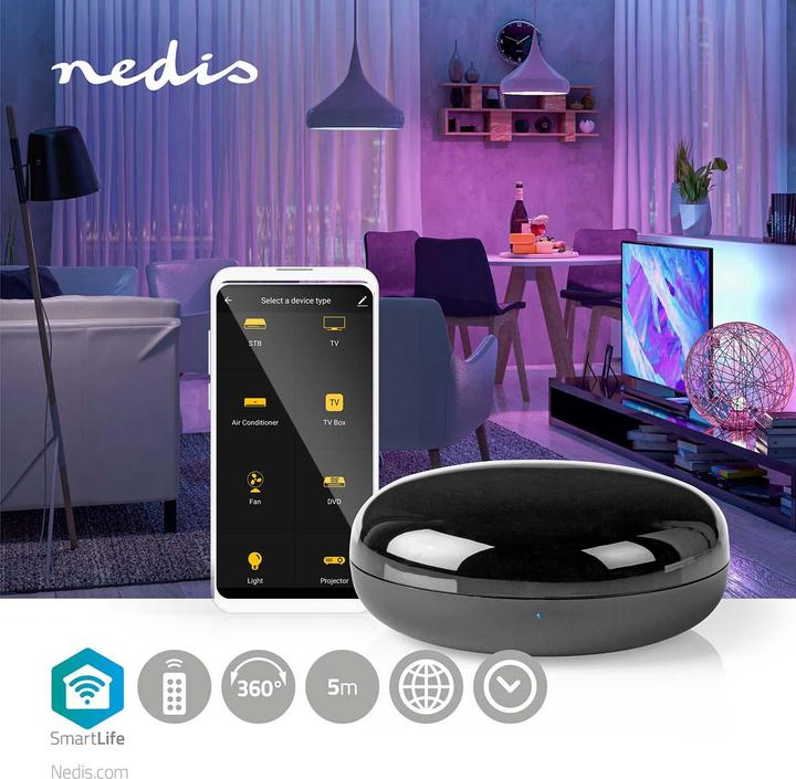 Immagine prodotto Nedis Telecomando universale intelligente WLAN WIFIRC10CBK (Telecomando universale, Infrarossi, WiFi)