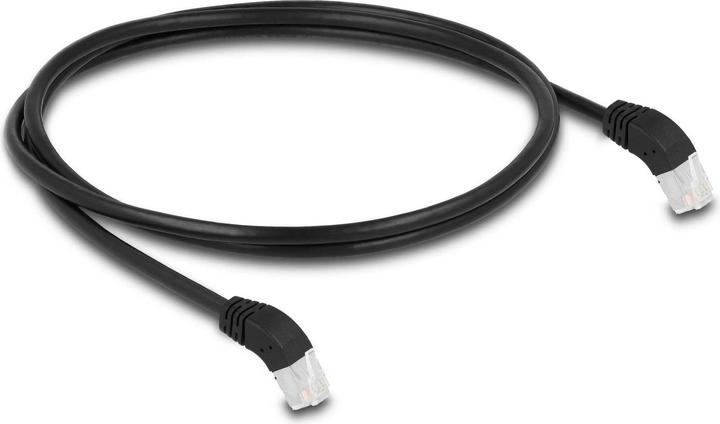 Produktbild Delock Patchkabel 45° unten gewinkelt Cat 6A, S/FTP, 1 m, Schwarz (S/FTP, CAT6a, 1 m)