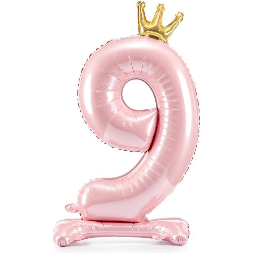 Partydeco Ballon Zahl 9 auf fuss - Rosa