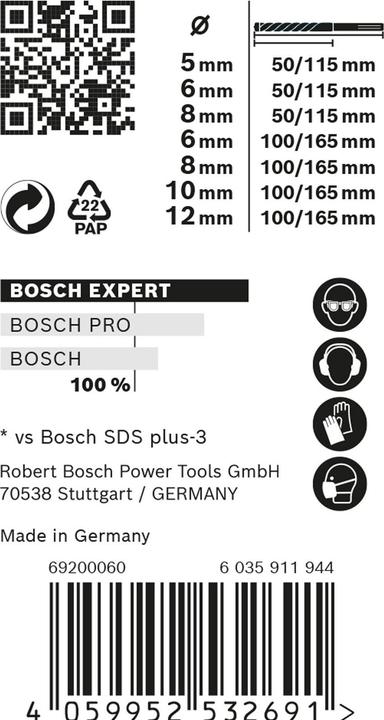 Immagine prodotto Bosch Professional Zubehör Set di punte per trapano a percussione EXPERT SDS plus-7X, 5/6/6/8/10/12 mm, 7 pezzi. (5.0, 6.0, 8.0, 10.0, 12,0 mm)