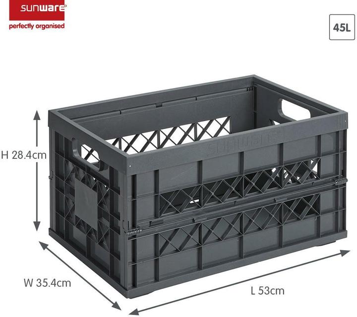 Immagine prodotto Sunware Scatola pieghevole Heavy Duty, capacità 45 litri, capacità di carico 30 kg, con maniglia (45 l)
