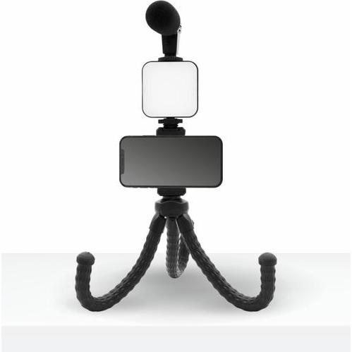 Thumbnail - Muvit Vlogging Kit 4 En 1 Micro + Trepied + Support + LED (Kunststoff), Stativ, Schwarz