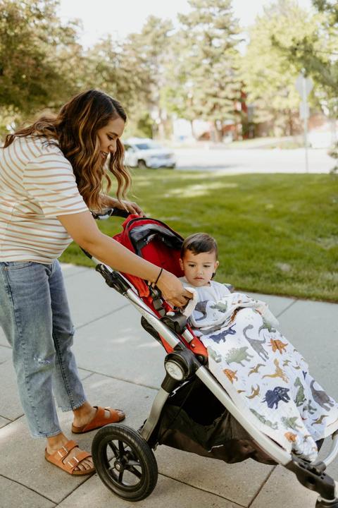 Actual product image little unicorn Cotton Muslin Baby Blanket - Dino Friends (120 x 120 cm)