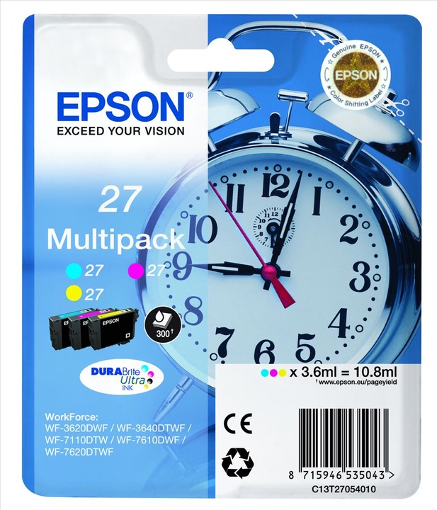 Produktbild Inkadoo Epson C13T2705402027 Tintenpatrone MultiPack CMY 3x350pg3x36ml VE=3 Epson WF 3620 (M, Y, C)