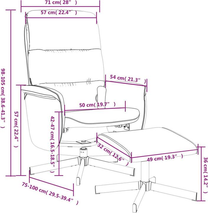 Produktbild vidaXL Massagesessel mit Fusshocker Dunkelgrau Stoff,Farbe