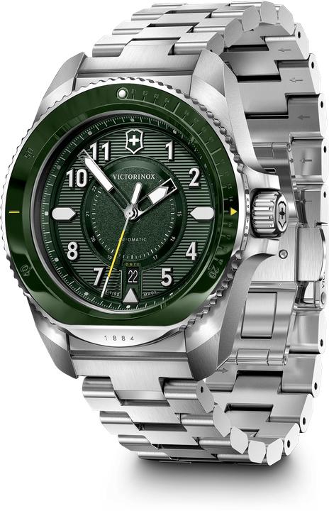 Image du produit Victorinox Journey 1884 Automatic Three hands Steel & Ceramic, montre mécanique, 43 mm, Cadran Vert, Bracelet A (43 mm)